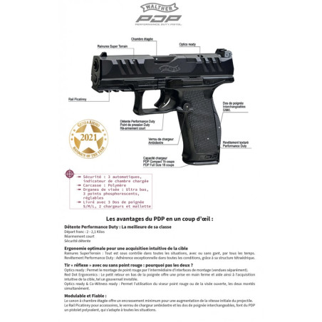WALTHER PDP FULL SIZE 45 9X19 18 COUPS