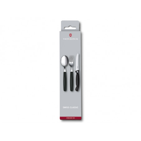 SET 3 COUVERTS VICTORINOX SWISSCLASSIC NOIR PLIANT