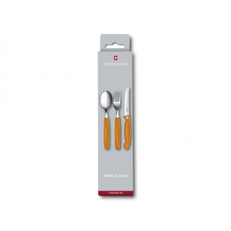 SET 3 COUVERTS VICTORINOX SWISSCLASSIC ORANGE PLIANT