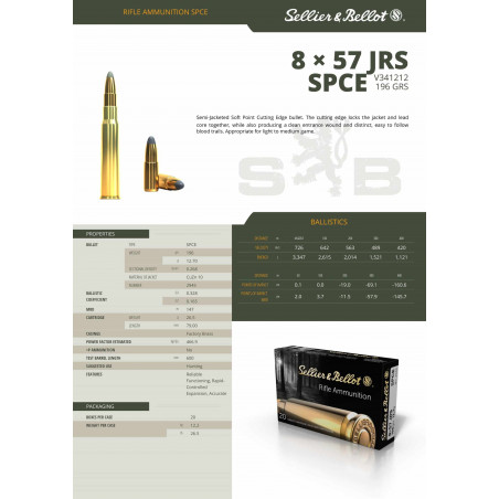 SELLIER BELLOT 8X57 JRS SPCE 196GR X20