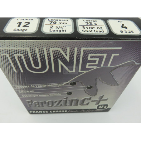 Cart TUNET cal 12 32g Pl 4 FRANCE CHASSE FEROZING Boite de 25