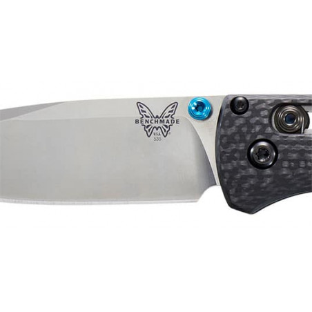 BENCHMADE BUGOUT LAME 82MM MANCHE FIBRE CARBONE CLIP REVERSIBLE