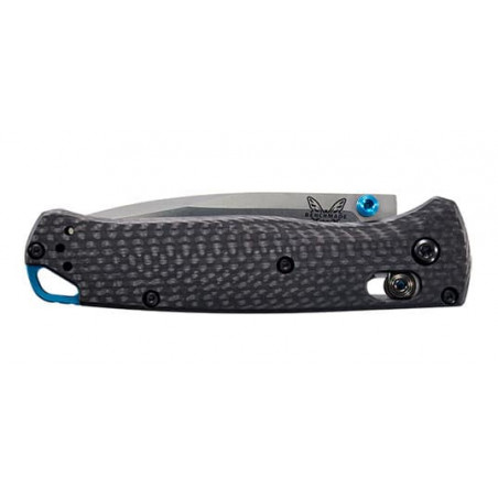 BENCHMADE BUGOUT LAME 82MM MANCHE FIBRE CARBONE CLIP REVERSIBLE