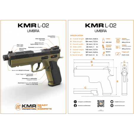 KMR L-02 UMBRA 5 POUCES OR 9X19