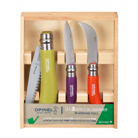 Opinel Coffret 3 outils du Jardinier
1 Scie 12cm manche Vert Pomme
1 couteau de