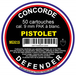 CART 9MM A BLANC PISTOLET (X50)